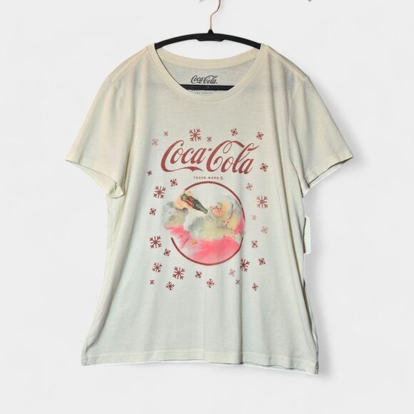 Lucky Brand Womens Coca Cola Santa Snow Crew Neck T-Shirt L White Holidays NWT - Picture 7 of 10